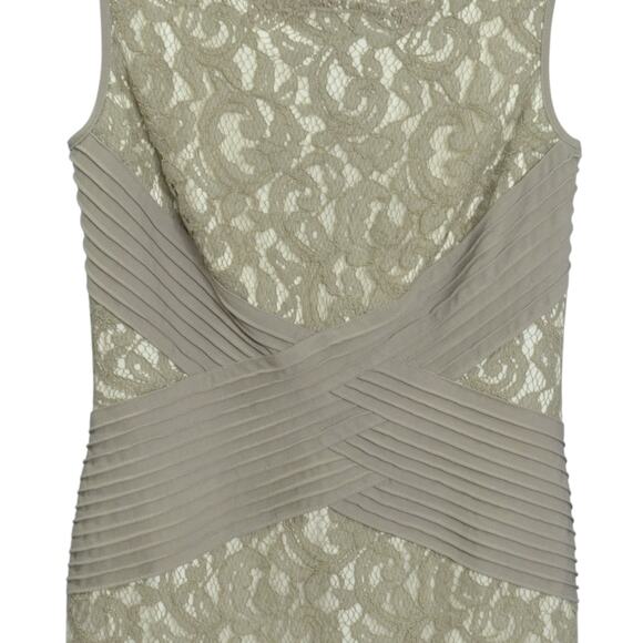 Tadashi Shoji Size 2 Pintuck Jersey Lace Bandage Dress Gray Cocktail Eveningwear - Picture 3 of 12